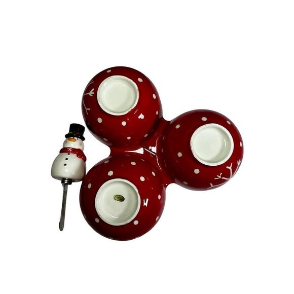 3 Section Divided Dish with Removable Snowman Spreader Knife​​​​ - Picture 6 of 8